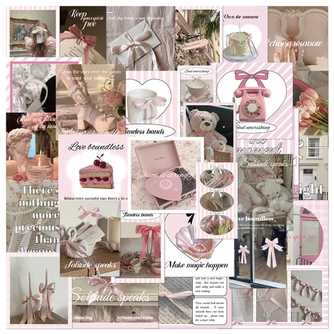 Pack de Stickers Esthétique Ballet Nœuds Rubans Roses Mignons Autocollants Étanches Pour Coque de Téléphone Journal Ordinateur