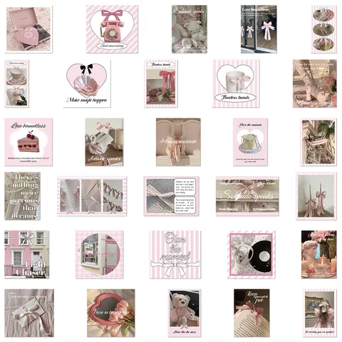 Pack de Stickers Esthétique Ballet Nœuds Rubans Roses Mignons Autocollants Étanches Pour Coque de Téléphone Journal Ordinateur