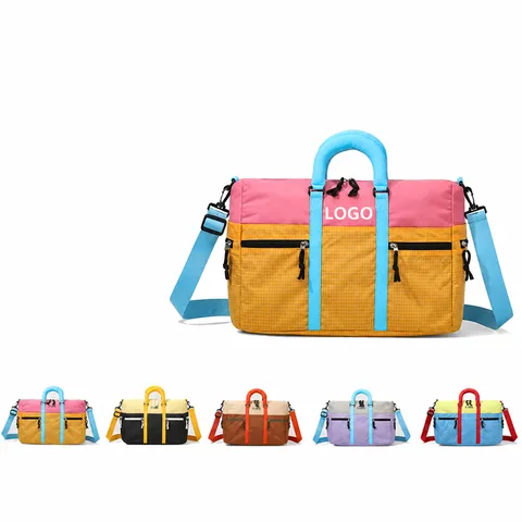 Colorblocked Travel Duffel Bag Large Capacity Waterproof Oxford Overnight Weekend Bag With Wet Dry Separation For Unisex