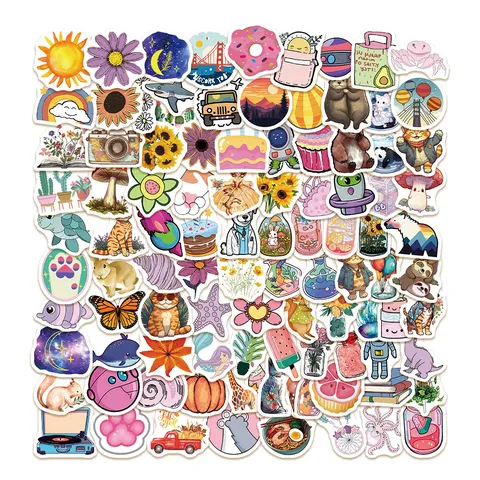 Cute Cartoon Bear And Rabbit Waterproof PVC Stickers Aesthetic Diary Luggage Phone Case Decorative Decals Set