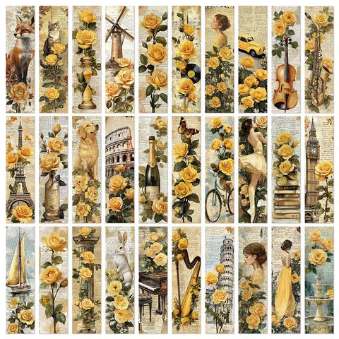 Vintage Golden Garden Bookmark Set Decorative Paper Book Marks For Students Reading Office School