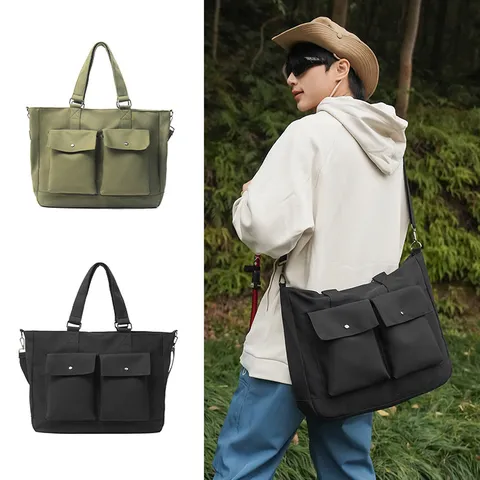 Sac de Voyage Imperméable en Nylon Décontracté Grande Capacité Camping Randonnée Sac à Bandoulière Multi-Poches Sac de Sport