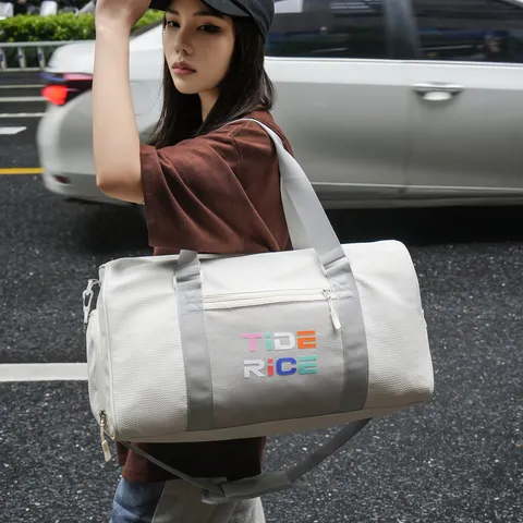 Large Capacity Gym Bag Waterproof Nylon Travel Duffel Bag With Wet Dry Separation And Shoe Compartment For Men Women