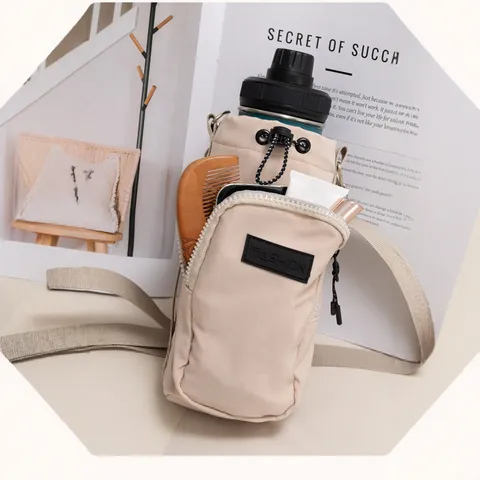Custodia Portatile Impermeabile per Borraccia in Tessuto Oxford Con Tasca con Cerniera Tracolla Regolabile per Borsa da Tazza Sportiva all'Aperto 1000ML