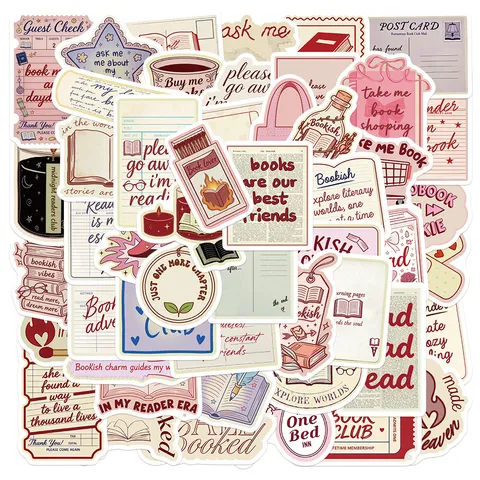 Vintage Bookish Aesthetic Quotes Stickers Waterproof PVC Decals For Scrapbook Journal Skateboards Water Bottles