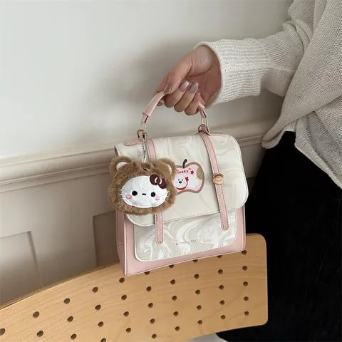 Zaino Mini Carino da Donna Motivo Marmo Rosa in Pelle PU Borsa a Tracolla per Ragazze Moda Piccola Borsa a Spalla Versatile