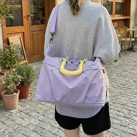 Large Capacity Travel Bag Waterproof Oxford Cloth Gym Duffel Bag Dry Wet Separation Expandable Short Trip Luggage Bag For Women