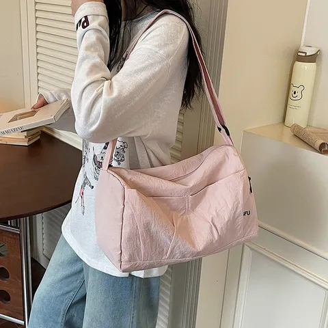 Japanese Minimalist Travel Bag Large Capacity Oxford Cloth Weekender Duffel Bag Lightweight Casual Luggage Bag