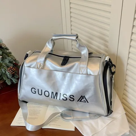 Waterproof PU Leather Travel Duffel Bag Large Capacity Gym Bag with Wet Dry Compartment Shoe Pouch for Sports Fitness