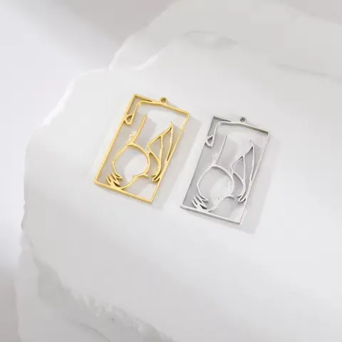 304 Stainless Steel Figure Girl Silhouette Pendant For Necklace Earring DIY Jewelry Making Artistic Minimalist Hollow Charms