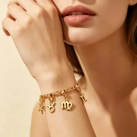 Dijes del Zodiaco de Acero Inoxidable 304 Con Cierre de Langosta Colgantes de Signos del Horóscopo Para Hacer Joyas DIY Collar Pulsera