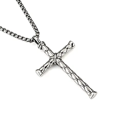Viking Retro Compass Cross Pendant Necklace For Men Alloy Stainless Steel Chain Hip Hop Punk Animal Tiger Anchor Jewelry Gift