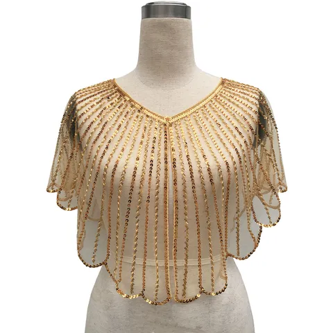 Vintage Women Sequin Beaded Capelet Mesh Bolero Top Evening Party Gatsby Floral Embroidered Cardigan Shawl Outerwear