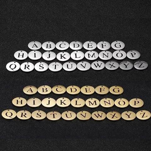 304 Stainless Steel Capital Letter Pendant Charms Minimalist Round Disc Alphabet Craft Findings For DIY Jewelry Making
