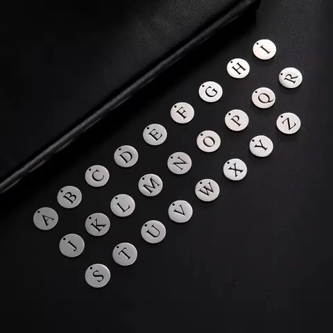 304 Stainless Steel Capital Letter Pendant Charms Minimalist Round Disc Alphabet Craft Findings For DIY Jewelry Making