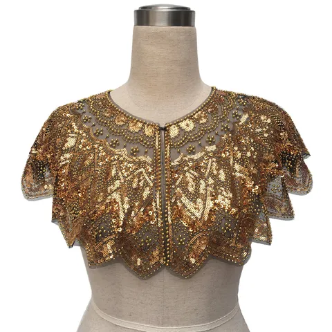 Vintage Sequin Mesh Shawl Wrap For Women Evening Party Cape Bolero Shoulder Cover Up Wedding Accessories