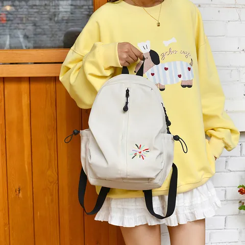 Lightweight Waterproof Nylon Backpack For Women Men Casual Small Hiking Daypack With Floral Embroidery Fashion Travel Outdoor Backpack