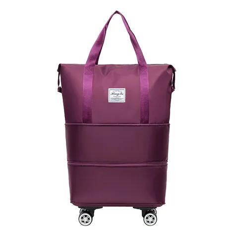 Large Capacity Universal Wheel Travel Bag Foldable Expandable Lightweight Oxford Cloth Luggage Bag For Women Shopping Travel Storage