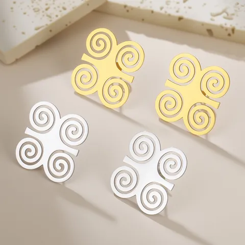 304 Stainless Steel African Adinkra Symbol Stud Earrings Gold Silver Ethnic Gye Nyame Dwennimmen Geometric Jewelry For Women Gift