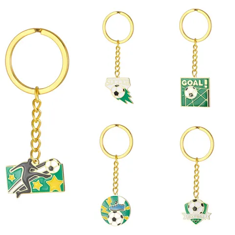 Roestvrij Staal Voetbal Sleutelhanger Emaille Soccer Sport Hanger Sleutelring Atleet Silhouet Voor Fans Cadeau