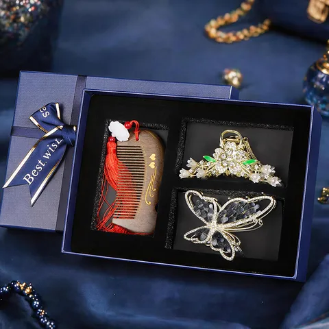 Coffret Cadeau de Pinces à Cheveux de la Saint-Valentin Ensemble en Alliage Strass Perle Bijou de Coiffure Élégant pour Femmes