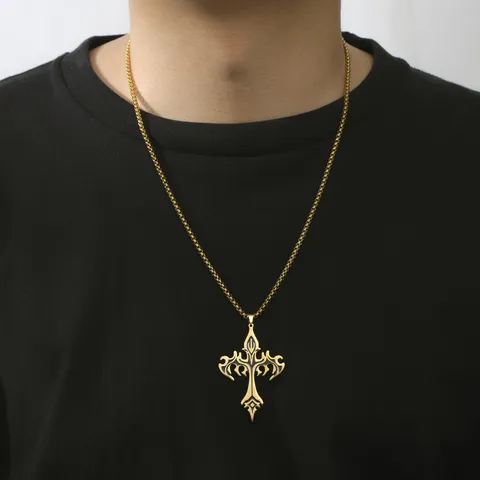 Collier Pendentif Croix Marteau de Thor Viking Nordique en Acier Inoxydable 304 Pour Hommes Bijoux Gothique Rétro Hip Hop Punk