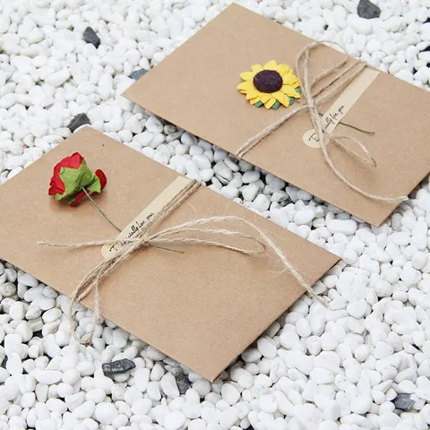 Biglietto d'Auguri in Carta Kraft Fatto a Mano con Fiori Secchi Especially For You Biglietto di Ringraziamento Retro DIY per Festa Insegnanti Compleanno