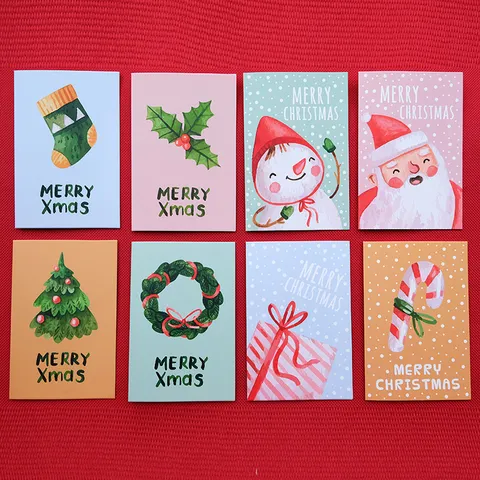Minimalist Christmas Element Greeting Card Set Cute Folding Cardboard Mini Gift Card With Envelope For Holiday Greeting Blessing Conveying Decoration