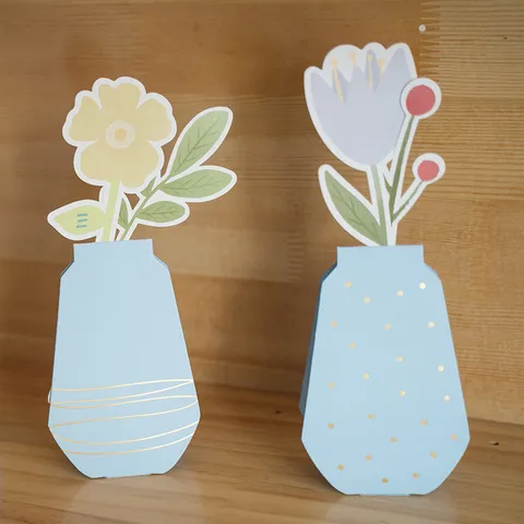 3D Pop Up Blumen Vase Grußkarte Goldfoliert Floral Handgefertigt Segenskarten Mit Umschlag Für Muttertag Valentinstag Geburtstag Geschenk