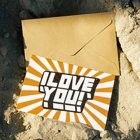 Tarjetas de Felicitación de San Valentín Pop Art Con Sobre Patrón de Corazón Impreso en Cartulina Blanca Para Cumpleaños Acción de Gracias