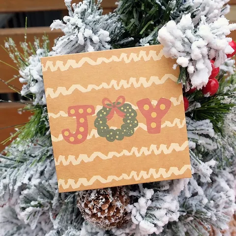 Biglietti d'Auguri di Natale Vintage in Carta Kraft Quadrati Messaggio di Benedizione con Buste Illustrati a Mano Carte Festive