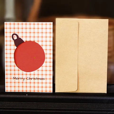 Minimalist Gold Star Hollow Out Christmas Card Mini Folding Greeting Cards With Kraft Paper Envelope For Christmas Party Gift