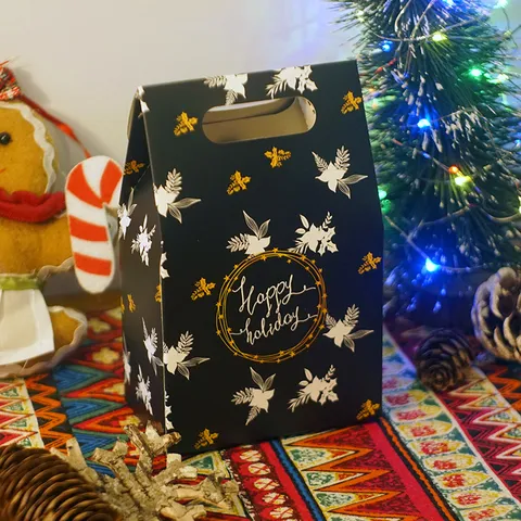 Kerst Cadeauzakje Sterrennacht Hert Patroon Kartonnen Doos Voor Chocolade Appel Feestelijke Party Favors Geschenkverpackung