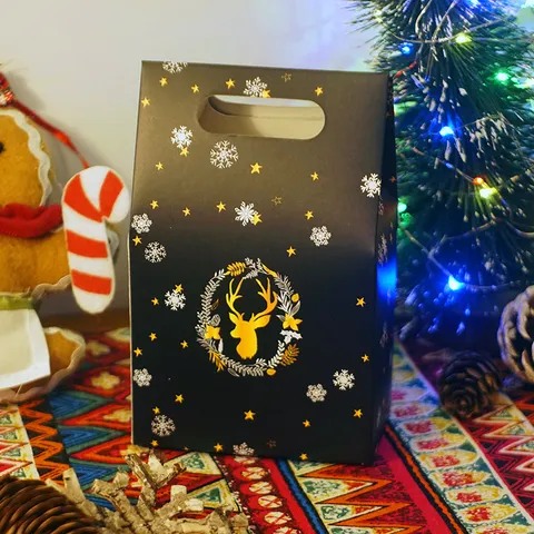 Kerst Cadeauzakje Sterrennacht Hert Patroon Kartonnen Doos Voor Chocolade Appel Feestelijke Party Favors Geschenkverpackung