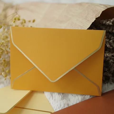 Luxury Pearlescent Paper Envelope With Gold Foil Border For Wedding Invitation Business Correspondence Card Sleeve