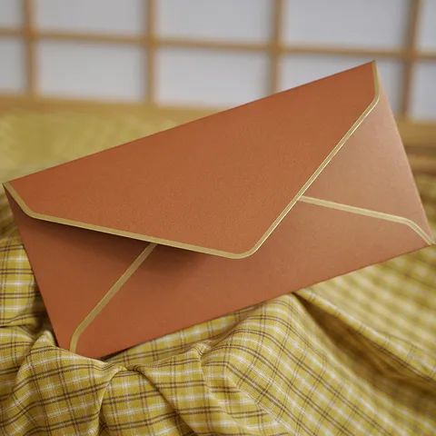 Enveloppes de Luxe en Papier Perlé avec Bordure en Feuille d'Or Enveloppes Occidentales à Rabat en V pour Invitation d'Affaires Mariage Fête Carte de Vœux