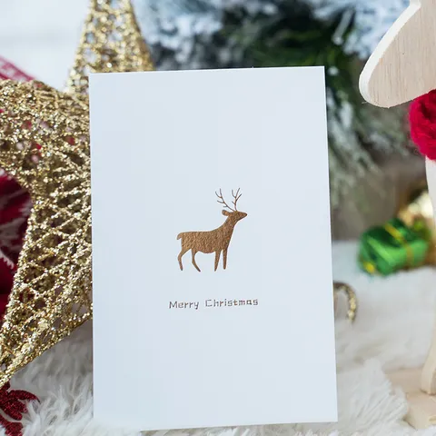 Biglietti di Auguri di Natale Minimalisti Con Foglia Oro Con Buste Carta Bianca Biglietti Messaggio di Benedizione Buon Natale Note Festive per Festa di Natale