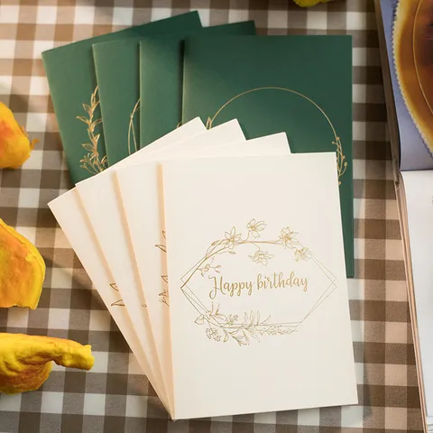 Set di Biglietti d'Auguri Retrò Europeo con Ghirlanda a Stampa a Caldo e Busta per Matrimonio Compleanno San Valentino Natale Ringraziamento