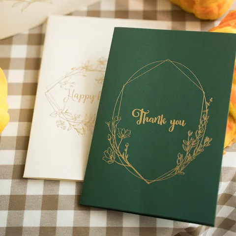 Set di Biglietti d'Auguri Retrò Europeo con Ghirlanda a Stampa a Caldo e Busta per Matrimonio Compleanno San Valentino Natale Ringraziamento