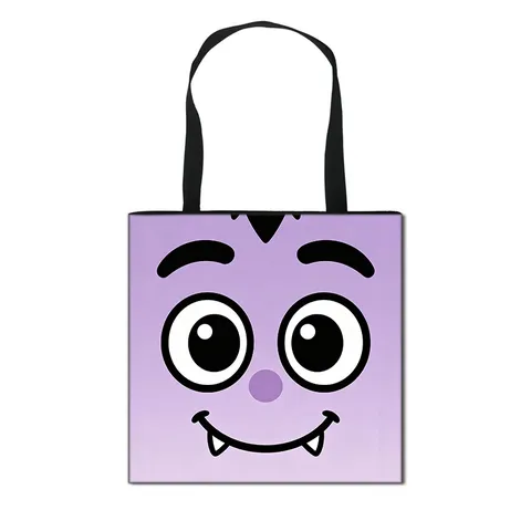 Sac Fourre-Tout en Polyester Visage de Citrouille Dessin Animé Halloween Sac de Shopping Épaule Réutilisable Grande Capacité Sac à Main Étudiant Décontracté Sac Cadeau