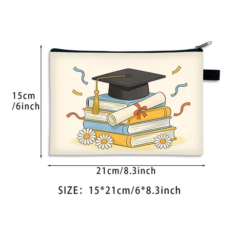 Abschlussklasse 2026 Thema Bedruckt Große Kosmetiktasche Polyester Leinen Reißverschluss Münzbeutel Reise Tragbare Aufbewahrungstasche Geschenkbeutel