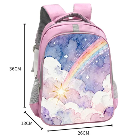 14 Zoll Kinder Rucksack Mit Reflektorstreifen Leichter Ergonomischer Grundschüler Rucksack Regenbogen Druck Kinderrucksack Für Mädchen Jungen