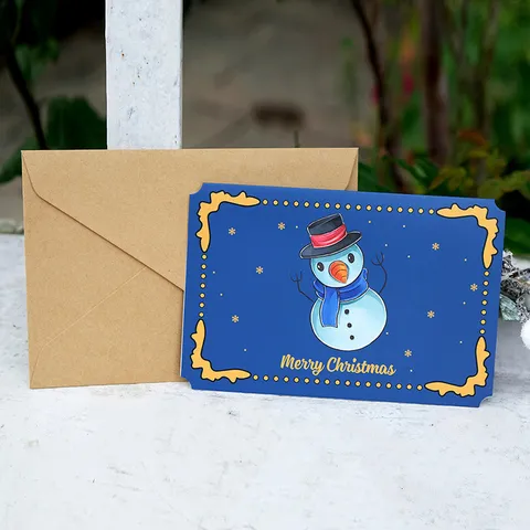 Vintage Christmas Greeting Cards Four-Color Printed White Cardstock Festive Blessing Message Cards With Envelope Holiday Decor Accents