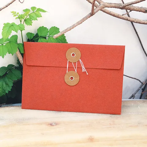 Vintage Specialty Paper Envelope Creative Button And String Closure Postcard Storage Bag Gift Card Packaging Envelopes