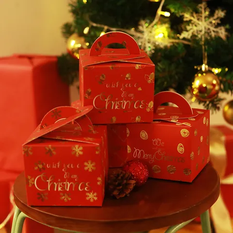 Scatola Regalo di Carta di Natale Festiva Scatola Portatile per Imballaggio di Mele Scatola Regalo Portatile per Feste