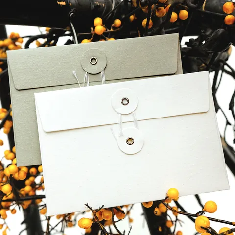 Retro Spezialpapier Postkartenumschlag INS Stil Matt Einfarbig Aufbewahrungsumschlag Mit Kreativem Knopf Bindeband Verschluss Für Brief Geschenkkarte