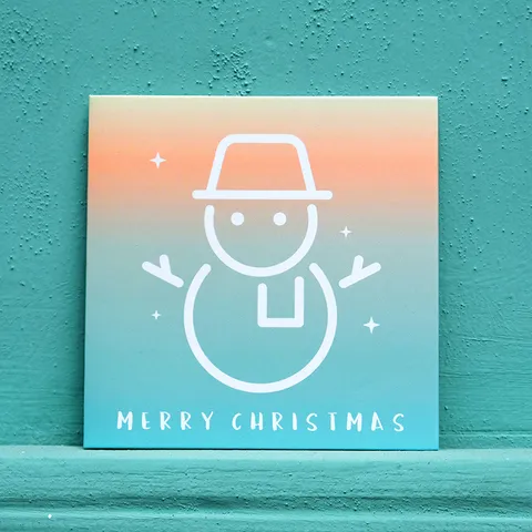 Biglietti di Auguri Mini Natale Sfumatura Colorata Biglietti di Messaggio Quadrati Con Buste Modelli Pupazzo di Neve Albero di Natale Fiocco di Neve Campana Cartoline di Vacanza