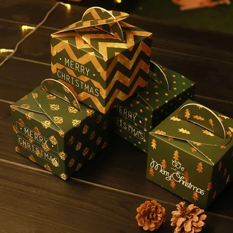 Scatola Regalo di Carta di Natale Festiva Scatola Portatile per Imballaggio di Mele Scatola Regalo Portatile per Feste
