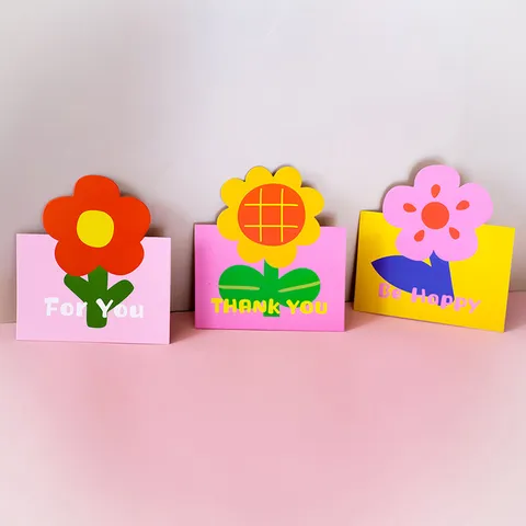 Biglietto di Auguri Creativo Floreale 3D Messaggio Girasole Tulipano Per Festa Insegnanti Compleanno Benedizione Con Busta