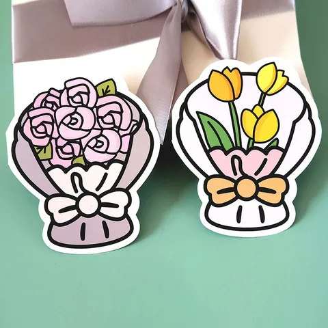 Biglietti d'Auguri a Bouquet di Fiori Cartone Animato Con Buste Girasole Tulipano Rosa Floreale Fatto a Mano Biglietti di Ringraziamento